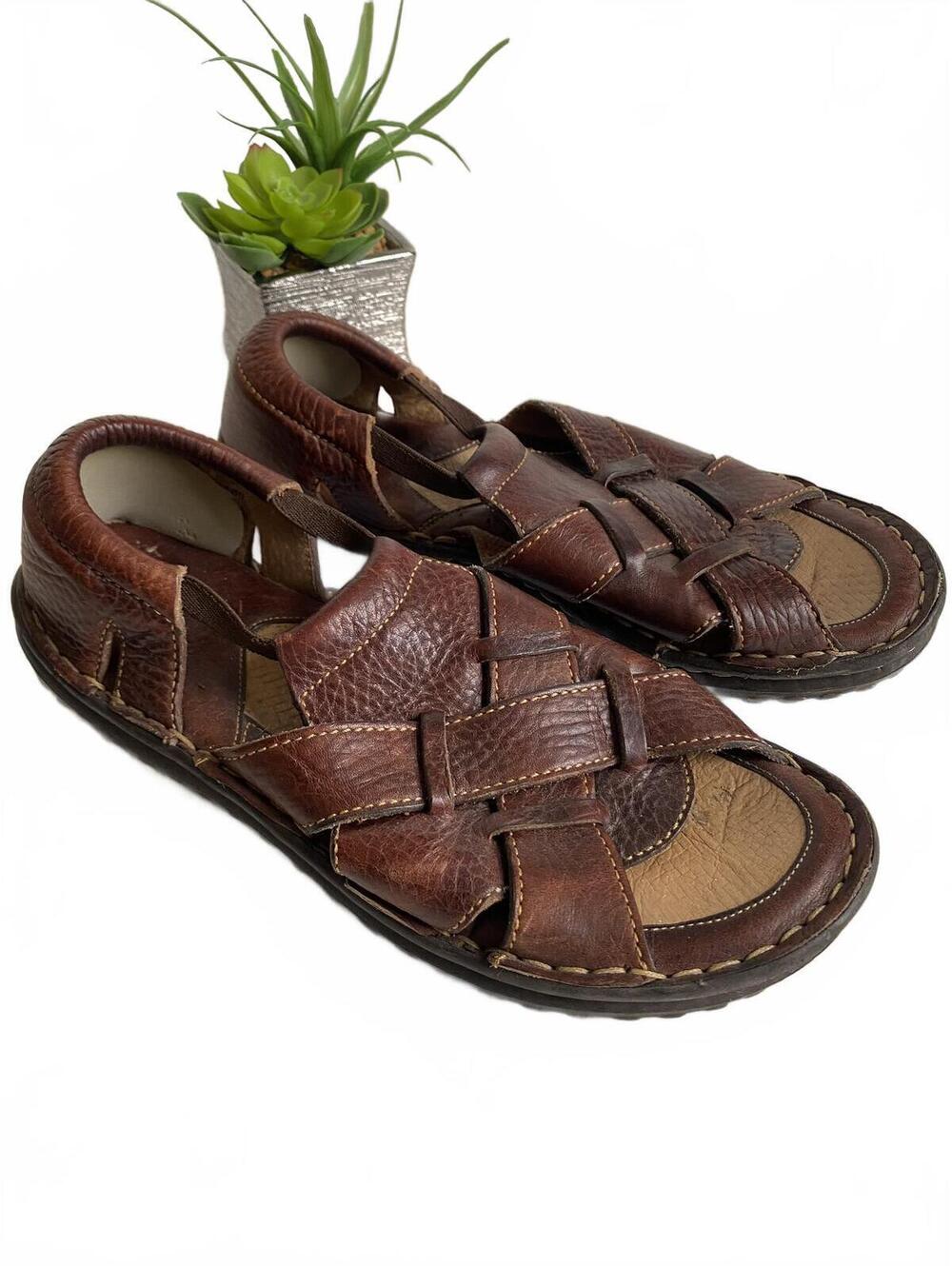 Born Brown Leather Fisherman Sandals Size 8 M W6180